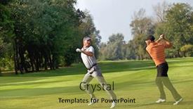  Presentation with course - Theme consisting of friends-having-fun-in-golf background and a yellow colored foreground