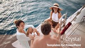  Presentation with talk - Amazing presentation having friends-having-nice-talk backdrop and a coral colored foreground