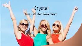  Presentation with hen - Slide set enhanced with friends hen party blonde girls background and a light blue colored foreground