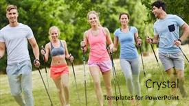  Presentation with persistence - Beautiful PPT theme featuring friends hiking with persistence backdrop and a yellow colored foreground