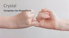  Presentation with children hands - Slide deck having friends-hold-hands-tightly-children background and a soft green colored foreground