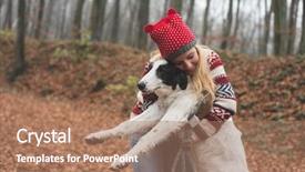  Presentation with dog - Beautiful PPT theme featuring friends hugging - young woman embrace her cute backdrop and a coral colored foreground