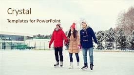  Presentation with ice rink - PPT layouts having friends ice skating on rink background and a cream colored foreground