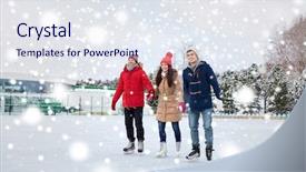  Presentation with ice rink - Colorful presentation enhanced with friends ice skating on rink backdrop and a sky blue colored foreground