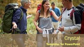  Presentation with woods - Colorful PPT theme enhanced with friends-in-a-good-mood backdrop and a coral colored foreground