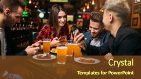  Presentation with victory sport - Amazing presentation design having friends in a sport bar backdrop and a tawny brown colored foreground