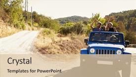  Presentation with jeep car - Audience pleasing presentation theme consisting of friends in an open car backdrop and a lemonade colored foreground