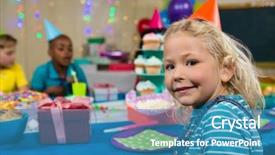  Presentation with table of contents - Colorful slides enhanced with friends in background during birthday backdrop and a teal colored foreground