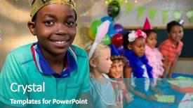  Presentation with crown - Theme with friends in background during party background and a teal colored foreground