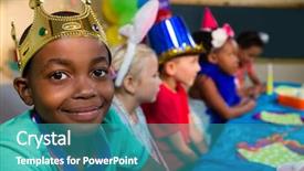  Presentation with birthday boy - Presentation with friends in background during party background and a  colored foreground