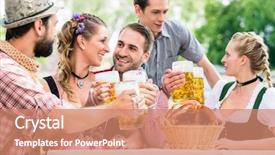  Presentation with beer garden - Colorful presentation theme enhanced with friends in bavarian beer garden backdrop and a coral colored foreground