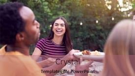  Presentation with summer party - Beautiful presentation featuring friends-in-garden-at-home backdrop and a coral colored foreground
