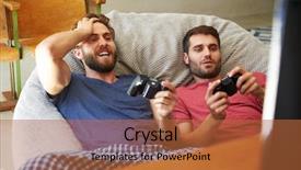  Presentation with war video game - Colorful presentation design enhanced with friends in pajamas playing video backdrop and a red colored foreground