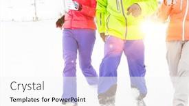  Presentation with ski - PPT layouts having friends-in-ski-jackets-walking background and a white colored foreground