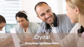  Presentation with lounge - Audience pleasing PPT layouts consisting of friends in student lounge websurfing backdrop and a  colored foreground