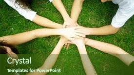  Presentation with unity - PPT layouts consisting of friends joining hands unity teamwork background and a tawny brown colored foreground