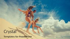  Presentation with blue sky - Amazing presentation having friends jumping on sand backdrop and a lemonade colored foreground