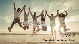  Presentation with sunset beach - Beautiful theme featuring friends jumping on the beach backdrop and a coral colored foreground