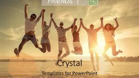  Presentation with joy - Cool new PPT theme with friends jumping on the beach backdrop and a  colored foreground