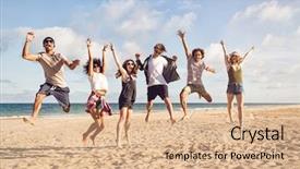  Presentation with young athletes box jumping - Audience pleasing presentation consisting of friends jumping on the beach backdrop and a coral colored foreground