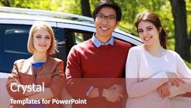  Presentation with car park - Slide deck enhanced with friends leaning on the car background and a tawny brown colored foreground