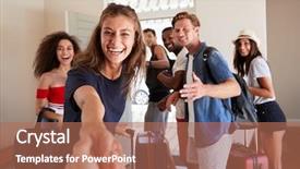 Presentation with point of view - Beautiful presentation theme featuring friends leaving summer vacation rental backdrop and a coral colored foreground