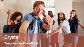  Presentation with point of view - Amazing presentation theme having friends leaving summer vacation rental backdrop and a red colored foreground