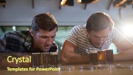 Presentation with looking glass - Amazing PPT theme having friends looking at beer glass backdrop and a tawny brown colored foreground