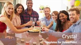  Presentation with celebrate - Slide set consisting of friends making a toast background and a  colored foreground