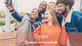  Presentation with bad weather - Presentation enhanced with friends making the best of rain and bad weather standing under umbrellas background and a coral colored foreground