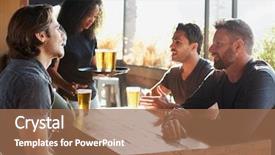  Presentation with sports drinks - Presentation theme featuring friends meeting in sports bar background and a  colored foreground
