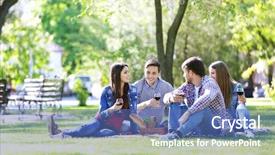  Presentation with fenway park - Cool new presentation theme with friends on picnic in park backdrop and a ocean colored foreground