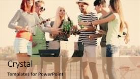  Presentation with rest - Colorful slides enhanced with friends on rest at beach backdrop and a coral colored foreground