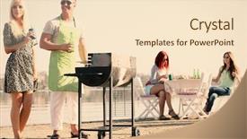  Presentation with bbq - Slides with friends on rest at beach background and a lemonade colored foreground