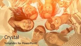  Presentation with sunlight - Audience pleasing PPT layouts consisting of friends on the beach backdrop and a yellow colored foreground