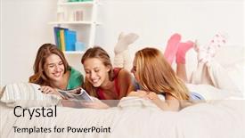  Presentation with teen girls - Presentation design enhanced with friends or teen girls reading background and a lemonade colored foreground