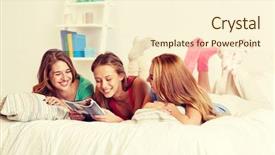  Presentation with pajama - Presentation design featuring friends or teenage girls read background and a cream colored foreground