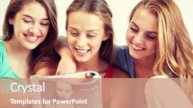  Presentation with pajama - Beautiful presentation theme featuring friends or teenage girls read backdrop and a coral colored foreground