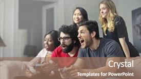  Presentation with video game - Audience pleasing theme consisting of friends playing a video game backdrop and a coral colored foreground