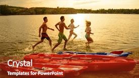  Presentation with under water - PPT layouts featuring friends playing and having fun background and a tawny brown colored foreground