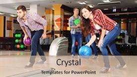  Presentation with bowling - Cool new presentation theme with friends playing in bowling club backdrop and a soft green colored foreground