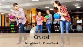  Presentation with debate club - PPT theme consisting of friends playing in bowling club background and a soft green colored foreground