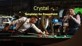  Presentation with shooting - PPT theme featuring friends-playing-pool-and-shooting background and a  colored foreground