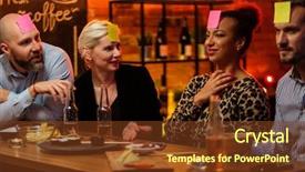  Presentation with head - Presentation theme consisting of friends playing sticky head game background and a tawny brown colored foreground