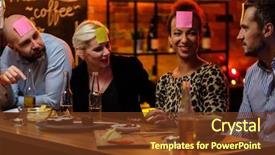  Presentation with head - Beautiful slide set featuring friends playing sticky head game backdrop and a tawny brown colored foreground