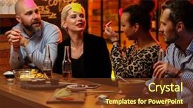  Presentation with head and neck anatomy - Audience pleasing presentation design consisting of friends playing sticky head game backdrop and a tawny brown colored foreground