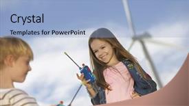  Presentation with walkie talkie - Slide deck consisting of friends playing with walkie talkie background and a light blue colored foreground