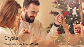  Presentation with worship - Presentation theme with friends praying over christmas background and a coral colored foreground