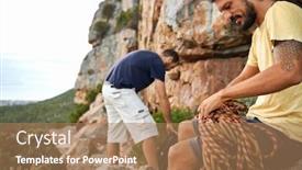  Presentation with rock - Beautiful theme featuring friends-preparing-to-rock-climb backdrop and a coral colored foreground