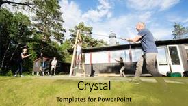  Presentation with woman tied rope sexual - PPT theme consisting of friends pulling ropes to balance background and a yellow colored foreground